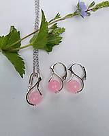Sady šperkov - Jadeit ružový prívesok a náušnice v striebre Ag925/1000 - 14561027_