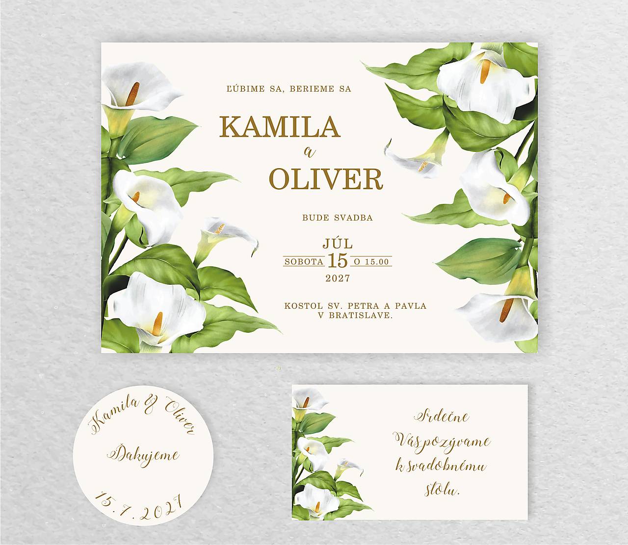 Svadobné oznámenia biela kala (650 g/m2 -potlač na ultra hrubý kartón)