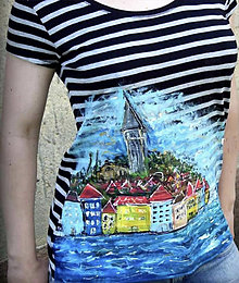 Topy, tričká, tielka - Maľované tričko By the Sea - 14561537_