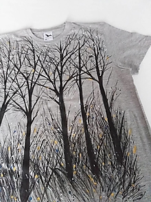 Topy, tričká, tielka - pánske maľované tričko Stromy... šedé L - 14562981_