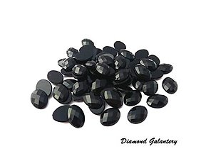 Galantéria - Ozdobné kamienky oválne 13 x 18 mm (Čierna) - 14561635_
