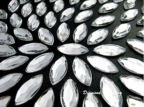 Galantéria - Ozdobné kamienky 7 x 15 mm (Crystal) - 14561698_