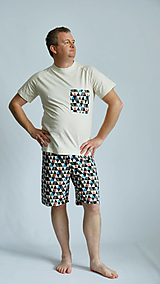 Pánske oblečenie - Pyžamo biobavlna s krátkym rukávom (L) - 14561795_