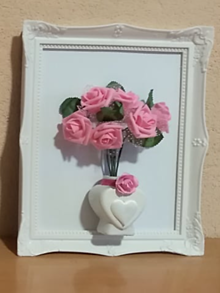 Darčeky pre svadobčanov - Obraz Svadobná kytica v bielom ráme - 14565578_