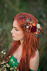 Ozdoby do vlasov - Kvetinový hrebienok "šálka jesene" - na ukážku - 14567270_