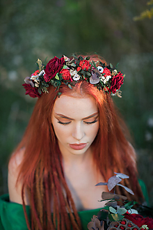 Ozdoby do vlasov - Kvetinový venček "spomienky z lupeňov ruží" - 14567349_