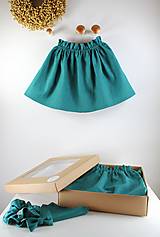 Detské oblečenie - Petrolejová ľanová suknička, detská - 14567217_