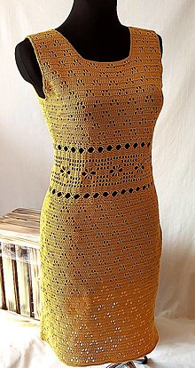 Šaty - Háčkované letné šaty (Háčkované letné šaty, rozmery individuálne, farba tmavo žltá) - 14565816_