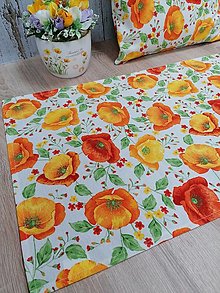 Úžitkový textil - Štóla (Divé maky žlto - oranžové 42 x 97 cm) - 14569327_