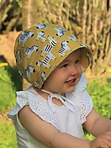 Detské čiapky - Letný detský ľanový čepiec zebra - 14567905_