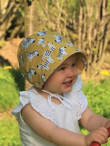 Detské čiapky - Letný detský ľanový čepiec zebra - 14567905_