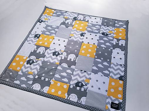 Sivo-žltá patchworková deka 100*100cm