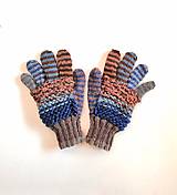 Rukavice - Prstové rukavice modro-hnedé - 14568869_