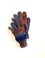 Rukavice - Prstové rukavice modro-hnedé - 14569367_