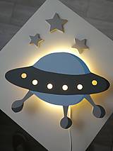 Svietidlá - Detská drevená lampa Ufo - 14568235_