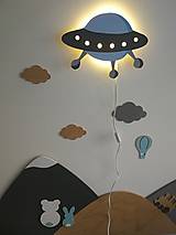 Svietidlá - Detská drevená lampa Ufo - 14568238_