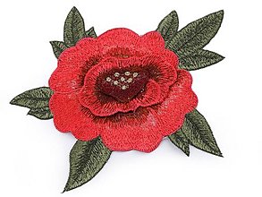Galantéria - Aplikácia ruža 3D - červená - 14569006_