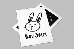 Grafika - Detský plagát| Zajačik a nápis Bonjour - 14568747_