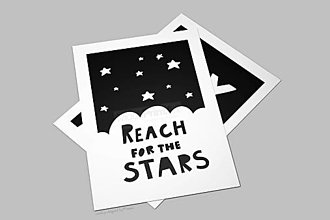 Grafika - Detský plagát| Nočná obloha s nápisom Reach for the stars - 14568547_