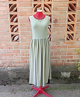 Šaty - Zelené riasené ľanové šaty (rôzne farby) - 14568308_