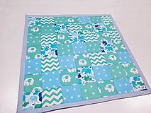 Detský textil - Modro-mentolová patchworková deka 100*100cm - 14570787_