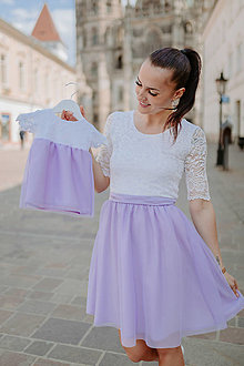 Šaty - Spoločenské šaty – MAMA A DCÉRA – bielo fialkové - 14570704_