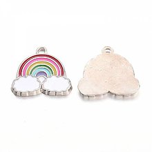 Komponenty - PR50- kovový prívesok - smaltovaný, dúha a oblak, 19x17 mm - 14574006_