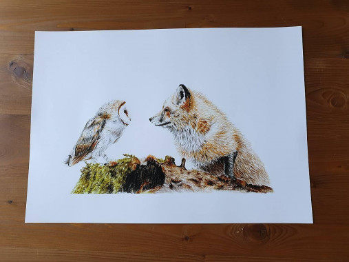 Kresby - Print kresby: Stretnutie - 14574153_