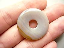 Minerály - Donut  3 cm - achát šedý, č.9 - 14573503_