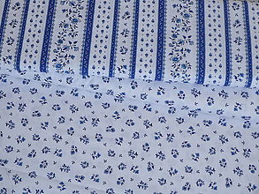 Textil - Látka Folklorika modré pruhy a kvietky - 14577125_