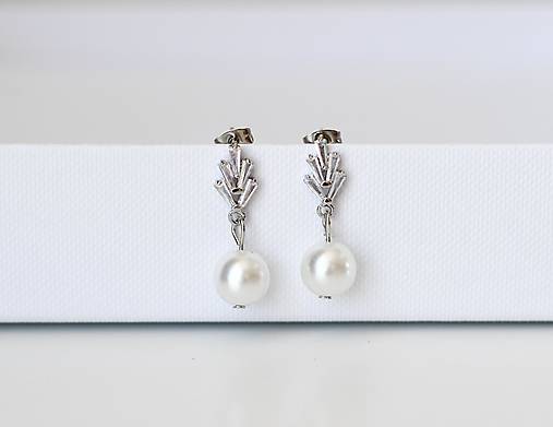 Svadobné perlové náušnice Valentína (Bielo-strieborná kombinácia)