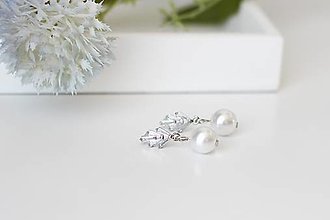 Náušnice - Svadobné perlové náušnice Valentína (Bielo-strieborná kombinácia) - 14576315_