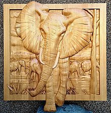 Dekorácie - Drevorezba  Slon a Afrika - 14575896_
