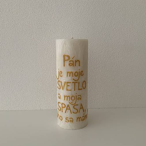 Maľovaná svieca z palmového vosku s citátom zo žalmu