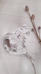 Detské čiapky - Birds and flowers baby bonnet - čepiec letný - 14578405_