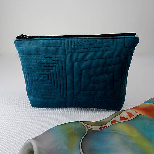 Taštičky - Prešívaná taštička - petrolejový zamat 4 - 14580689_