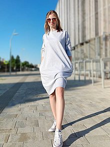 Šaty - Teplákové dámske šaty/tunika NICA Grey - 14579164_