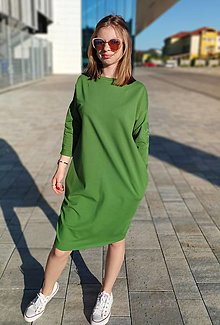 Šaty - Teplákové dámske šaty/tunika NICA Green - 14579220_