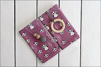Detský textil - Slintáčiky na ergonomické nosiče (Pandy ružové) - 14578786_