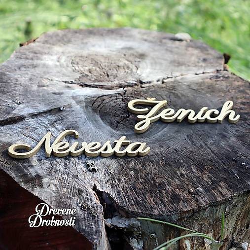 Dekorácie - Menovka na svadobný stôl Nevesta a ženích - 14579774_
