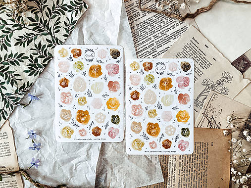 Papier - Samolepky "spring drops" - 14580313_