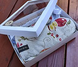 Úžitkový textil - Dekoračný uterák a chňapka ovocie na režnej v darček.balení - 14582361_