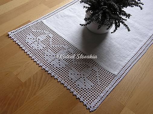  - *** Biela ľanová  štóla  - Čakanka 77 x 37 cm*** - 14582010_