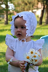 Detské čiapky - Letný detský čepček Anička s jednovrstvovým šiltom - 14582174_