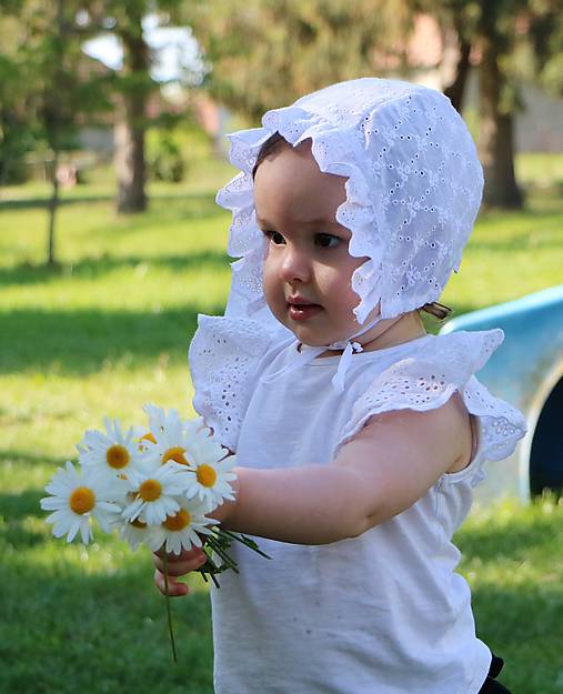 Letný detský čepček Anička s jednovrstvovým šiltom