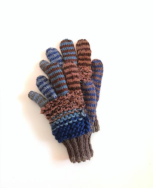 Prstové rukavice modro-hnedé