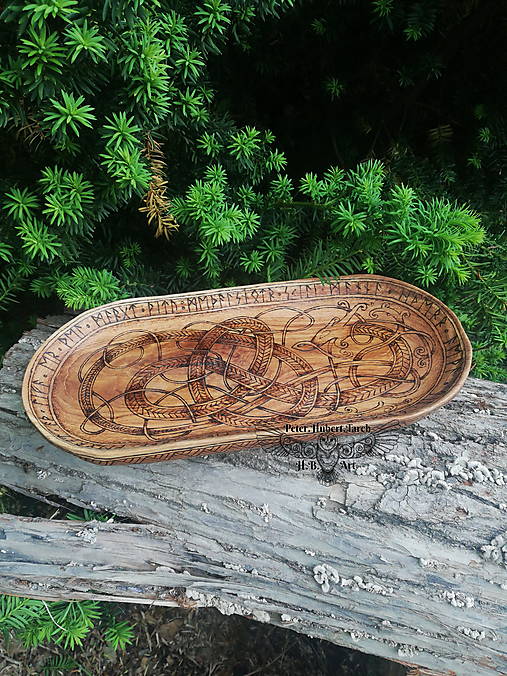 Nádoby - Vikingská veľká misa - Dračí podnos - Viking large wooden bowl - 14582125_