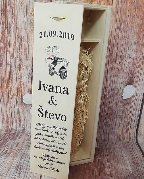 Úložné priestory & Organizácia - Drevená krabička na fľašu - motorka - 14581322_
