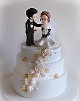Dekorácie - Dám ti svoje srdce - personalizované figúrky nevesty a ženícha na svadobnú tortu - 14582254_