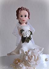 Dekorácie - Dám ti svoje srdce - personalizované figúrky nevesty a ženícha na svadobnú tortu - 14582258_